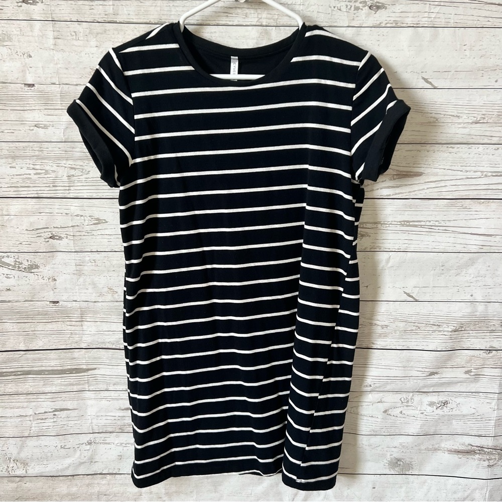 Striped Black and White T-Shirt Dress
